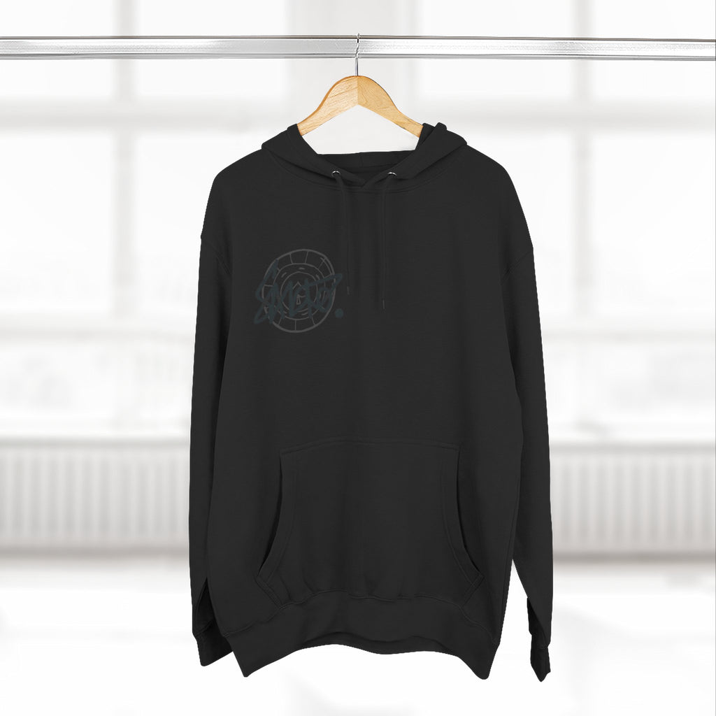 Minimalist Black Hoodie with Subtle Chest Emblem