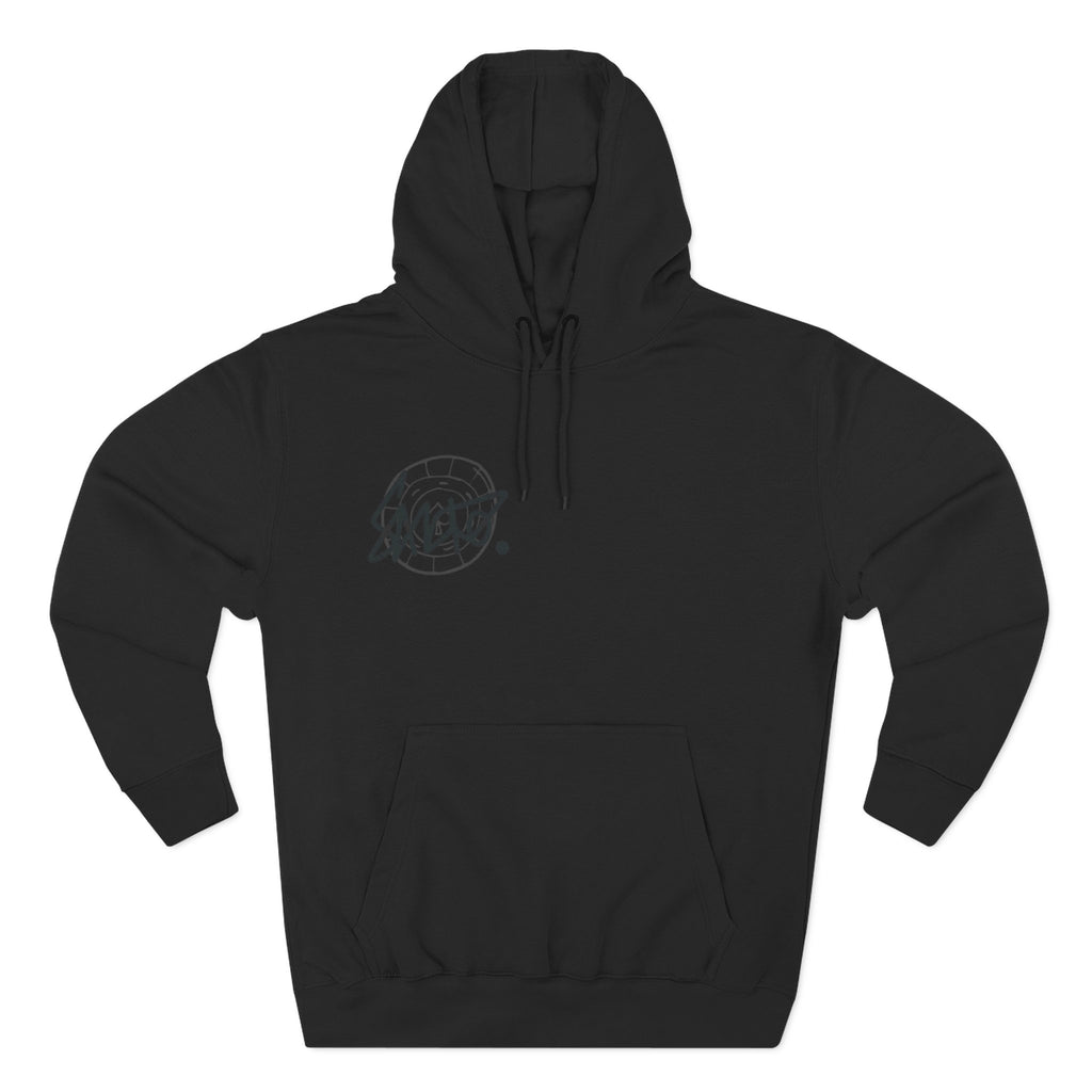 Minimalist Black Hoodie with Subtle Chest Emblem