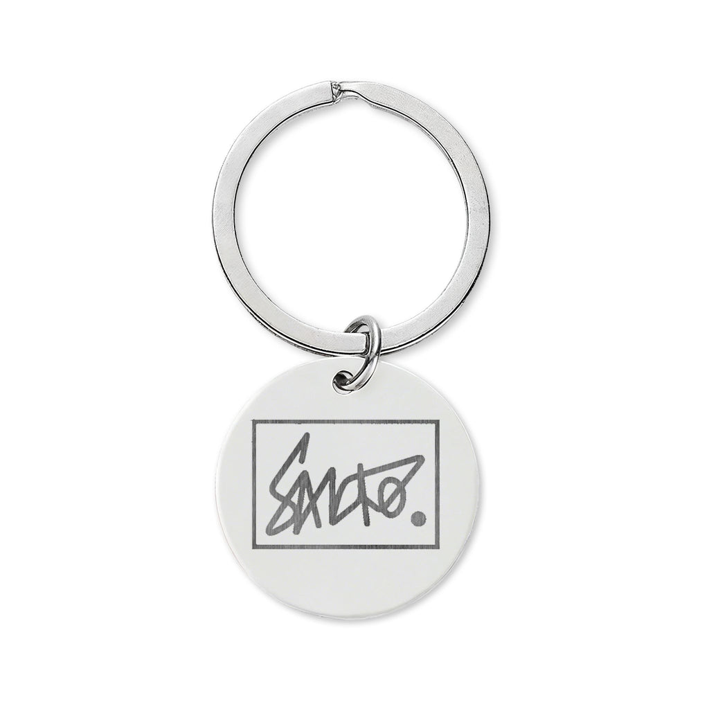 Round Stainless Steel Keychain — Engraved Sancho