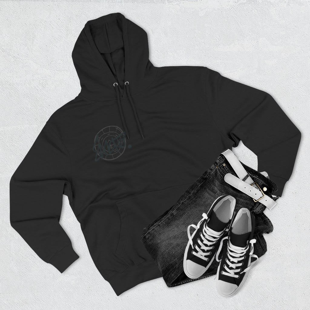 Minimalist Black Hoodie with Subtle Chest Emblem