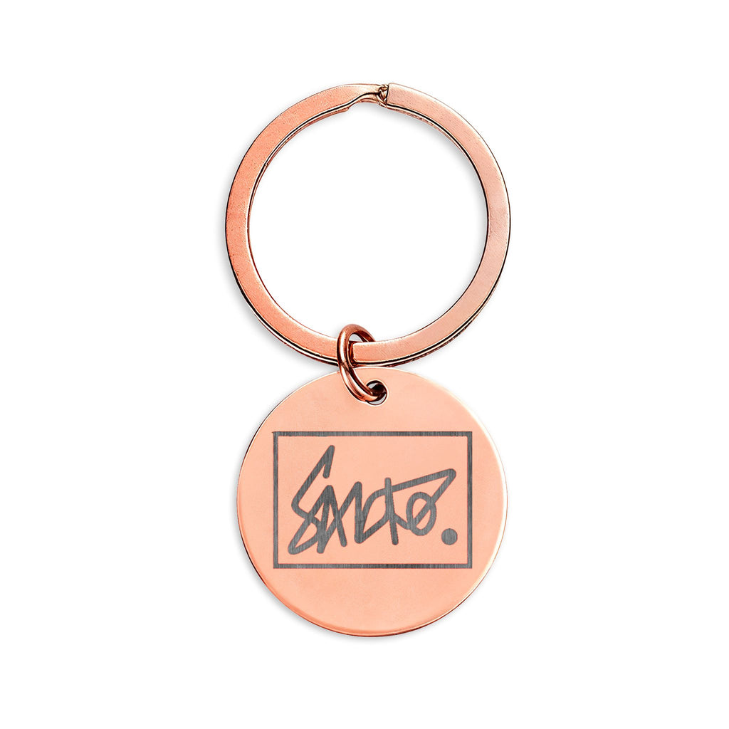 Round Stainless Steel Keychain — Engraved Sancho