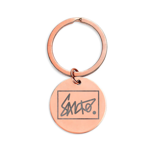 Round Stainless Steel Keychain — Engraved Sancho