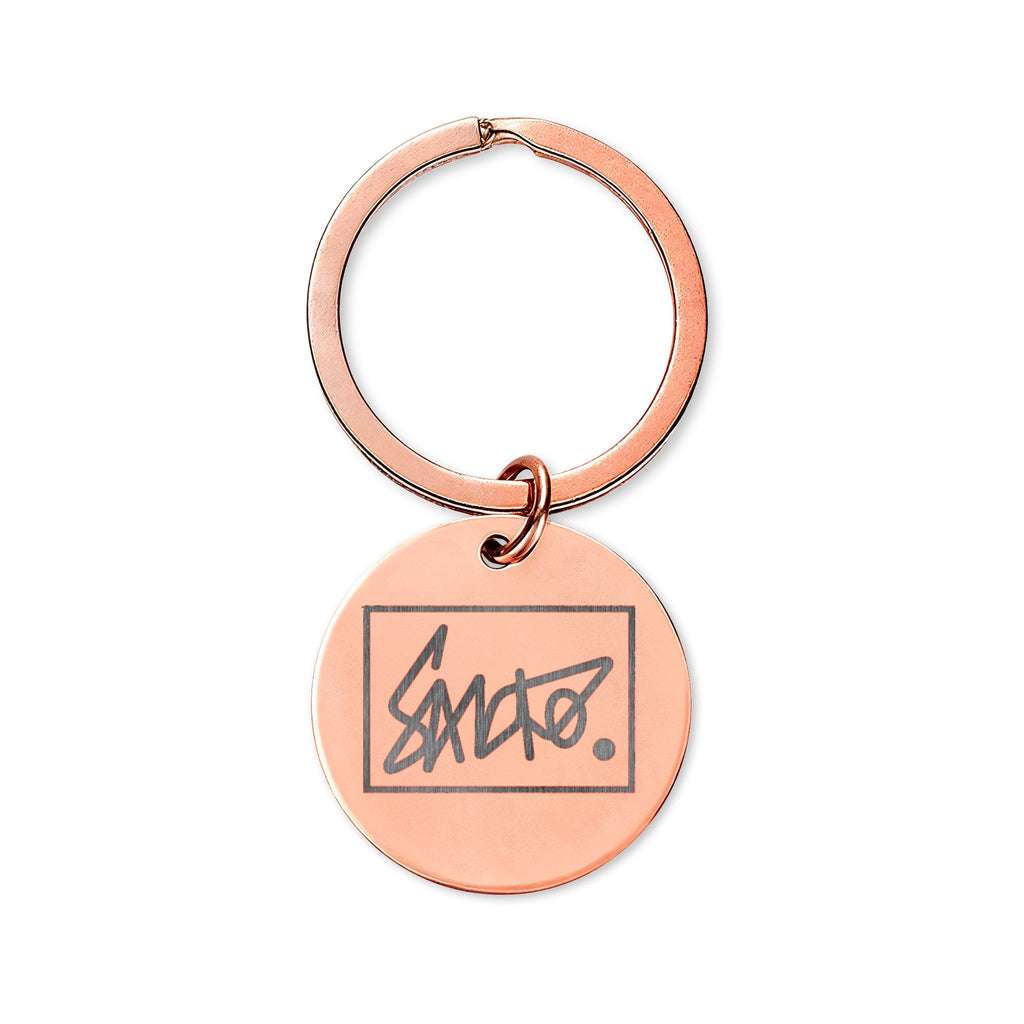 Round Stainless Steel Keychain — Engraved Sancho